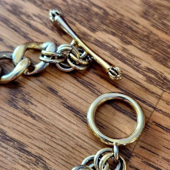 JUICY COUTURE Vintage Gold Starter Bracelet with Toggle Scepter TIMELESS CHIC! - Picture 3 of 8